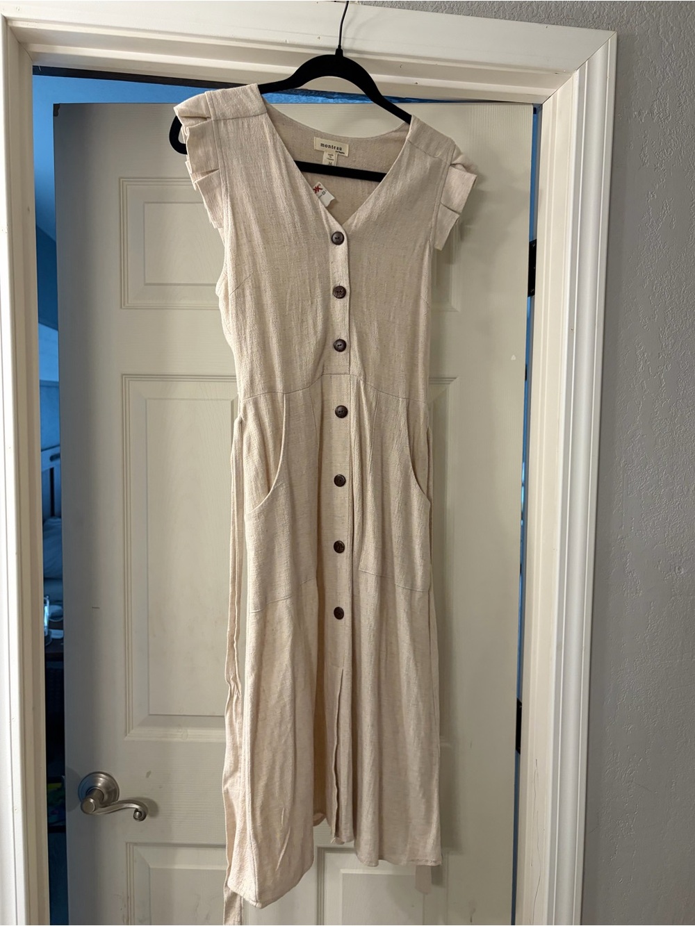 Monteau Cream Button-Front Midi Dress